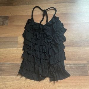 Black ruffled tank top